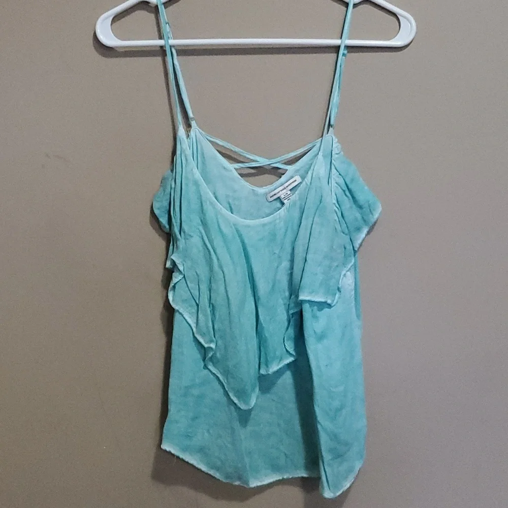 American Eagle Outfitters Light Blue Ruffle Top - Picture 4 of 6